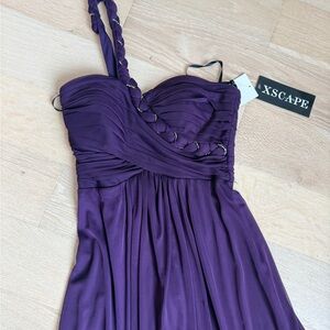 Xscape Strapless Maxi Dress in Deep Purple